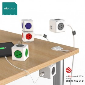 Allocacoc Power Cube Electric Socket 2500W 5 Electric Plug 1.5m Cable - Red - 2