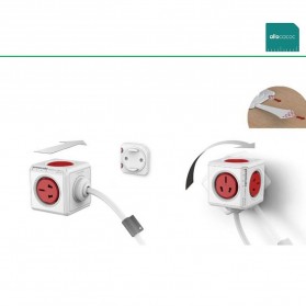 Allocacoc Power Cube Electric Socket 2500W 5 Electric Plug 1.5m Cable - Red - 10