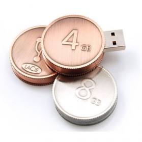 Mini Coin Shape USB 2.0 Flashdisk 16GB - Copper - 1