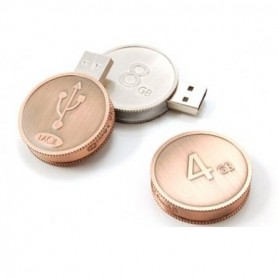 Mini Coin Shape USB 2.0 Flashdisk 16GB - Copper - 2