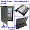 3 in 1 Smart Cover + Frosted Crystal Case + Holder for New iPad (iPad 3) / iPad 2 - Black