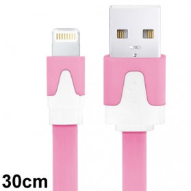 Noodle Style Lightning 8 Pin to USB Sync Cable for iPhone 5, iPad mini, iPad 4, iPod touch 5, Cable Length: 30cm - Pink