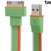 3-color Noodle Style USB Data Sync Charger Cable for iPhone 4 & 4S, iPhone 3GS / 3G, New iPad (iPad 3) / iPad 2 / iPad, iPod Touch, Length: 1m - Green