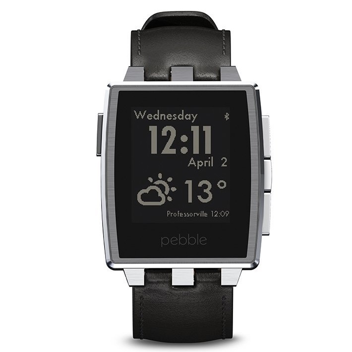 Pebble Steel Smartwatch with Leather Watch Band - Brushed 
