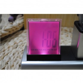 Color Change Digital Desk Clock with Pen Holder - JK-286 - Silver - 2