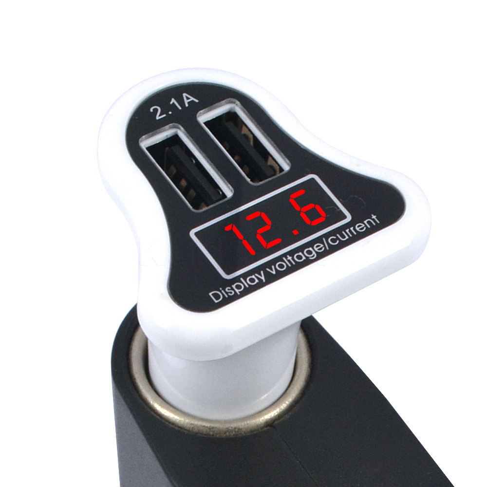 dual usb car charger with led display 2 1a white dual usb car charger with led display 2 1a white