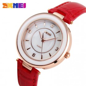 SKMEI Fashion Casual Ladies Leather Strap Watch Water Resistant 30m - 1059CL - Red - 2