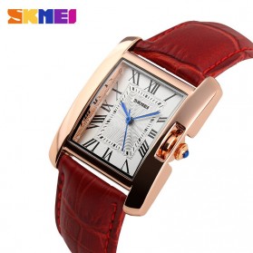 SKMEI Fashion Casual Ladies Leather Strap Watch Water Resistant 30m - 1085CL - Red - 2