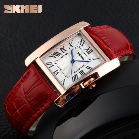 SKMEI Fashion Casual Ladies Leather Strap Watch Water Resistant 30m - 1085CL - Red - 3