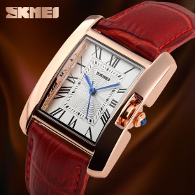 SKMEI Fashion Casual Ladies Leather Strap Watch Water Resistant 30m - 1085CL - Red - 5