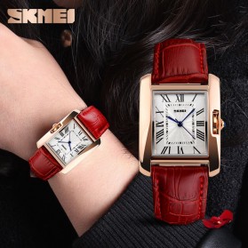 SKMEI Fashion Casual Ladies Leather Strap Watch Water Resistant 30m - 1085CL - Red - 6