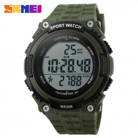 SKMEI S-Shock Pedometer Sport Watch Water Resistant 50m - DG1112S - Army Green - 1