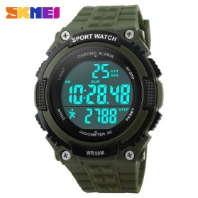 SKMEI S-Shock Pedometer Sport Watch Water Resistant 50m - DG1112S - Army Green - 2