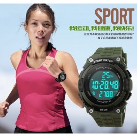 SKMEI S-Shock Pedometer Sport Watch Water Resistant 50m - DG1112S - Army Green - 9