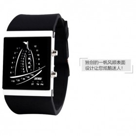 SKMEI Trendy Man and Woman Silicone Strap Watch Water Resistant 30m - 1001 - Black - 2