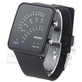 SKMEI Trendy Man and Woman Silicone Strap Watch Water Resistant 30m - 0890F - Black - 1