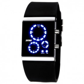 SKMEI Trendy Man and Woman Silicone Strap Watch Water Resistant 30m - 0984 - Black - 1