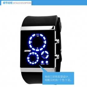 SKMEI Trendy Man and Woman Silicone Strap Watch Water Resistant 30m - 0984 - Black - 2
