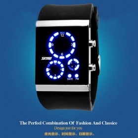 SKMEI Trendy Man and Woman Silicone Strap Watch Water Resistant 30m - 0984 - Black - 10