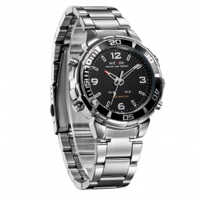 Weide Japan Quartz Stainless Strap Men Sports Watch 30M Water Resistance - WH843 - Silver Black - 1