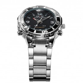 Weide Japan Quartz Stainless Strap Men Sports Watch 30M Water Resistance - WH843 - Silver Black - 3