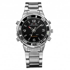 Weide Japan Quartz Stainless Strap Men Sports Watch 30M Water Resistance - WH843 - Silver Black - 5
