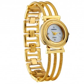 KINGSKY Fashion Quartz Stainless Strap Women Watch 30M Water Resistance - KY051-3 - Golden - 1