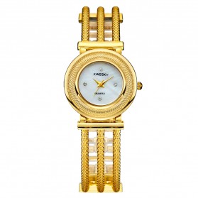 KINGSKY Fashion Quartz Stainless Strap Women Watch 30M Water Resistance - KY051-3 - Golden - 2