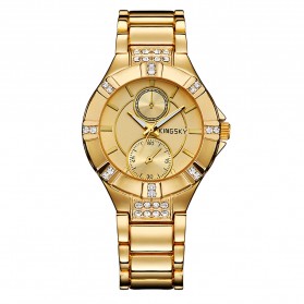 KINGSKY Fashion Quartz Stainless Strap Women Watch 30M Water Resistance - KY056 - Golden - 2
