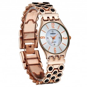 KINGSKY Fashion Quartz Stainless Strap Women Watch 30M Water Resistance - KY057-3 - Copper - 1