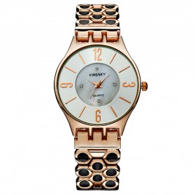 KINGSKY Fashion Quartz Stainless Strap Women Watch 30M Water Resistance - KY057-3 - Copper - 2