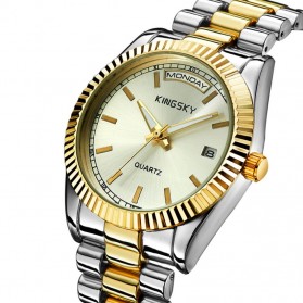 KINGSKY Fashion Quartz Stainless Strap Women Watch 30M Water Resistance - KY058-2 - Silver/Gold - 2