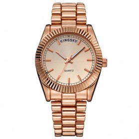 KINGSKY Fashion Quartz Stainless Strap Women Watch 30M Water Resistance - KY059-4 - Copper - 2