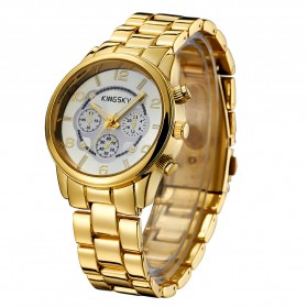 KINGSKY Fashion Quartz Stainless Strap Women Watch 30M Water Resistance - KY061-2 - Golden - 1