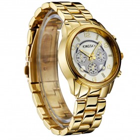 KINGSKY Fashion Quartz Stainless Strap Women Watch 30M Water Resistance - KY061-2 - Golden - 3
