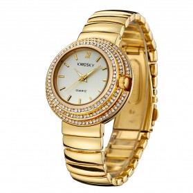 KINGSKY Fashion Quartz Stainless Strap Women Watch 30M Water Resistance - KY063-2 - Golden - 3