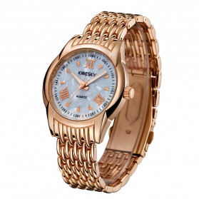KINGSKY Fashion Quartz Stainless Strap Women Watch 30M Water Resistance - KY066-1 - Copper - 3