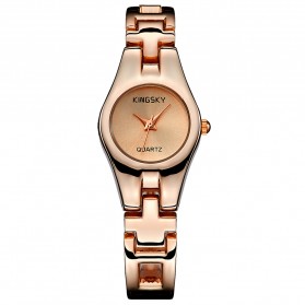 KINGSKY Fashion Quartz Stainless Strap Women Watch 30M Water Resistance - KY080-1 - Copper - 2