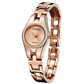 KINGSKY Fashion Quartz Stainless Strap Women Watch 30M Water Resistance - KY080-1 - Copper - 3