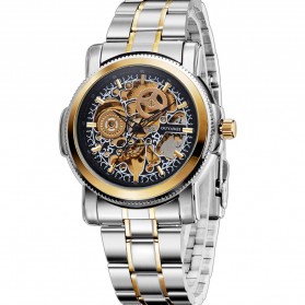 Ouyawei Skeleton Stainless Steel Automatic Mechanical Watch - OYW1337 - Silver Black - 1