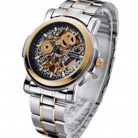 Ouyawei Skeleton Stainless Steel Automatic Mechanical Watch - OYW1337 - Silver Black - 2