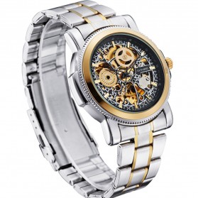 Ouyawei Skeleton Stainless Steel Automatic Mechanical Watch - OYW1337 - Silver Black - 4