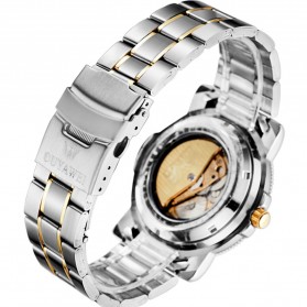 Ouyawei Skeleton Stainless Steel Automatic Mechanical Watch - OYW1337 - Silver Black - 5