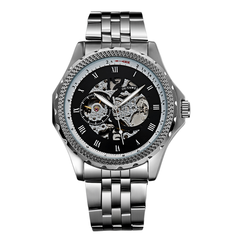 Ouyawei Skeleton Stainless Steel Automatic Mechanical 