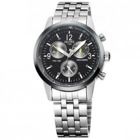 SKONE Casual Men Stainless Strap Watch Water Resistant 10m - 7145 - Silver Black - 1