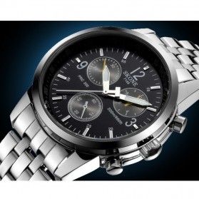 SKONE Casual Men Stainless Strap Watch Water Resistant 10m - 7145 - Silver Black - 2