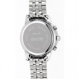 SKONE Casual Men Stainless Strap Watch Water Resistant 10m - 7145 - Silver Black - 7