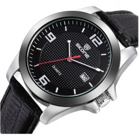 SKONE Casual Men Leather Strap Watch Water Resistant 10m - 9180 - Black - 2