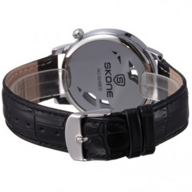 SKONE Casual Men Leather Strap Watch Water Resistant 10m - 9248 - Black - 3