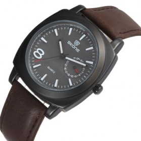 SKONE Casual Men Leather Strap Watch Water Resistant 10m - 9385 - Black/Brown - 2